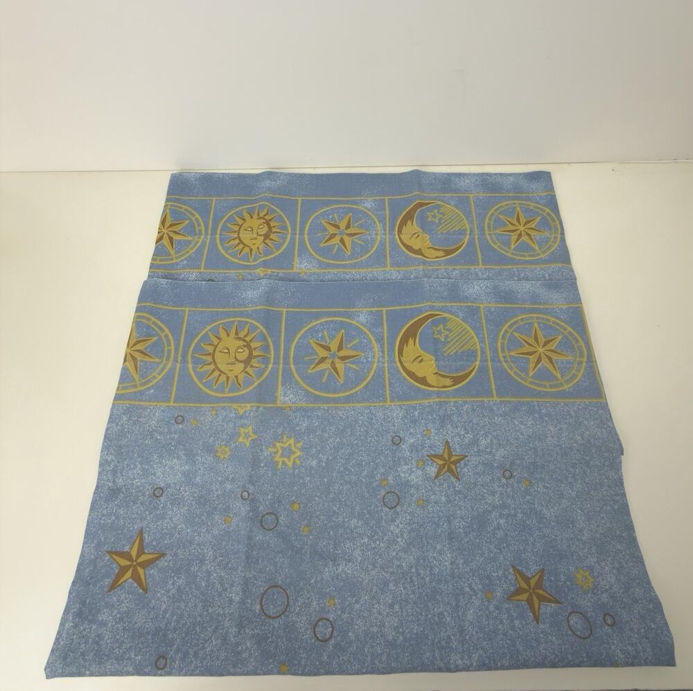 Vintage 90s Springs Celestial Set Of 2 Pillowcases Whimsigoth Sun Moon & Star
